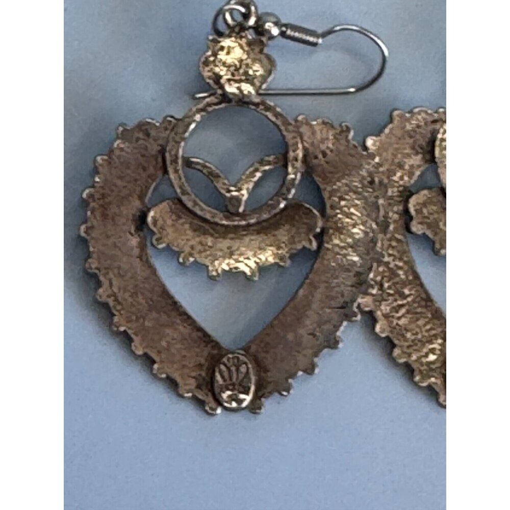Vintage Southwestern Silver Tone Block Turquoise Earrings by Sancrest Jewelry - Picture 9 of 10